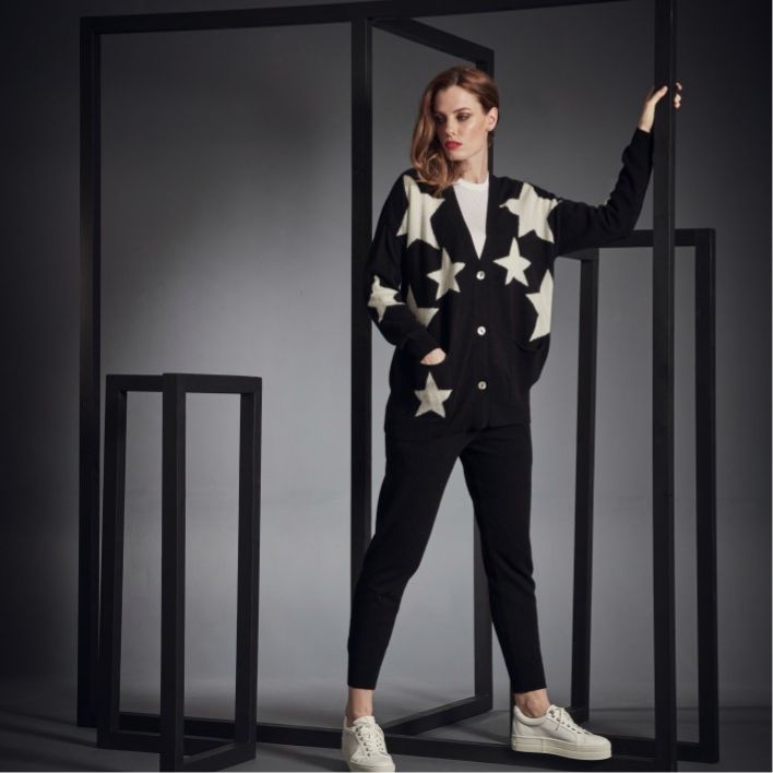 Behind the scenes from the Brodie Cashmere shoot, featuring photography on set.