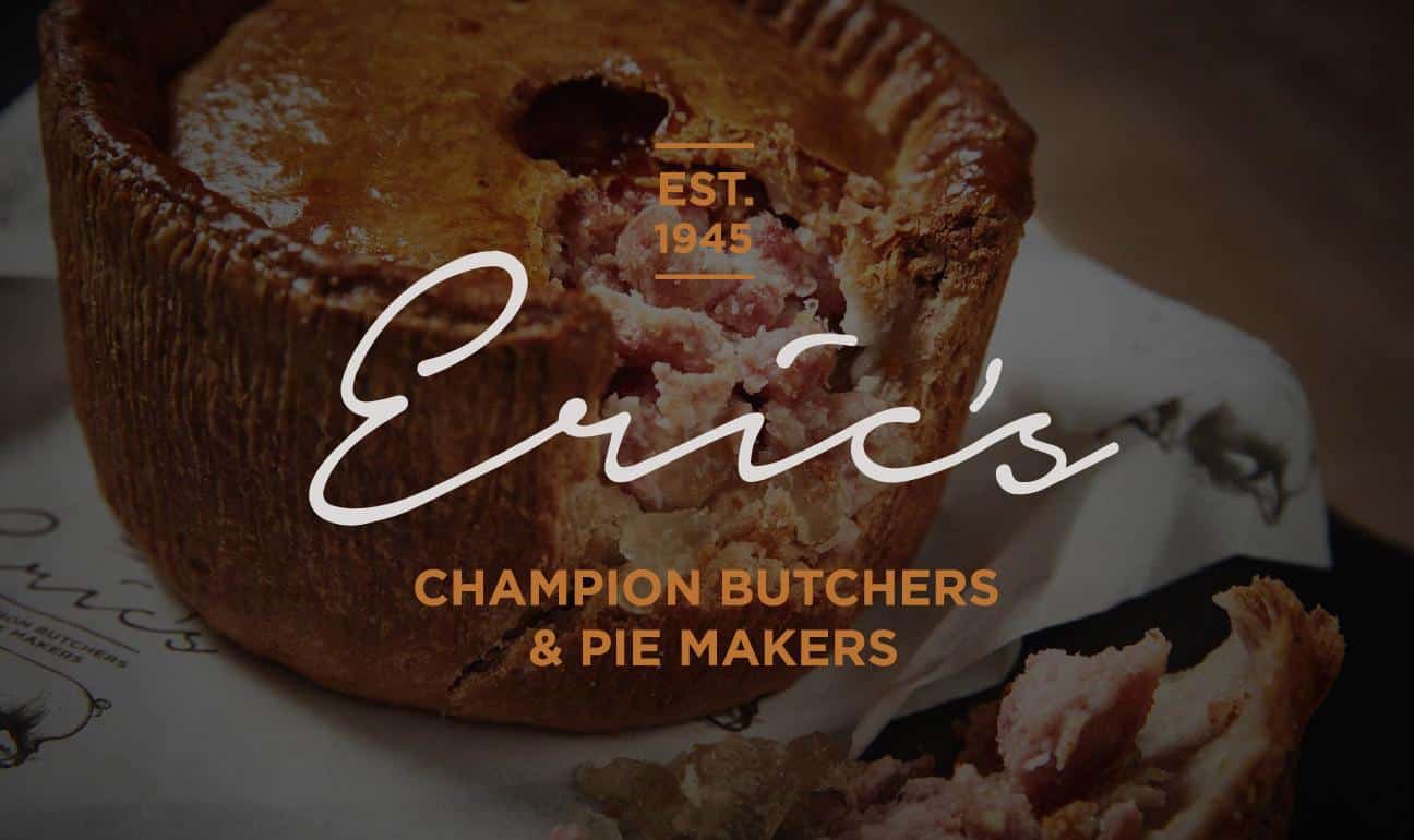 Eric's Pies website design and rebranding hero image, showing off the new look for the brand’s digital presence.