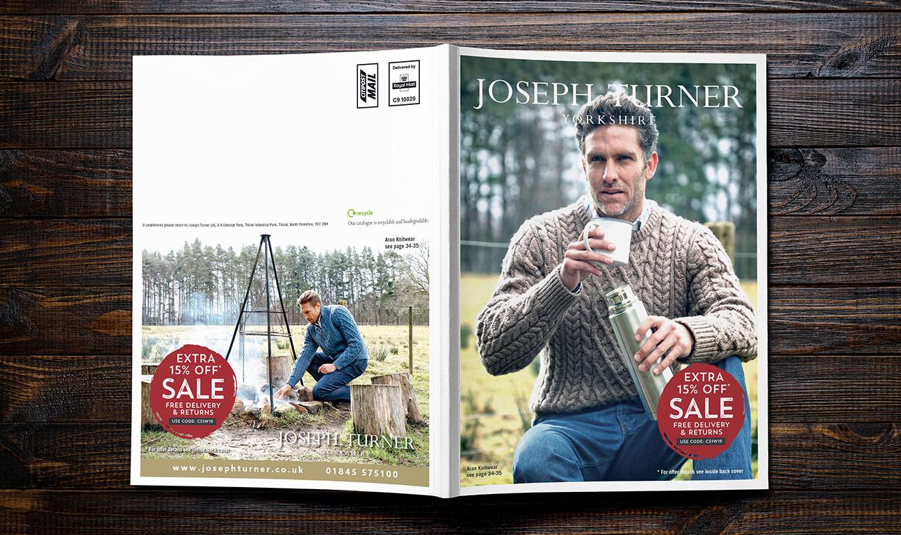 Catalogue design and fashion photography for Joseph Turner, showcasing a stylish fashion catalogue layout.