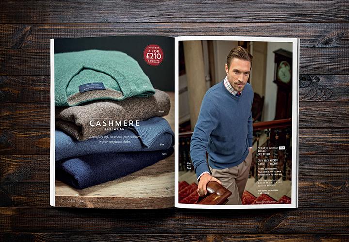 Joseph Turner catalogue spread, showcasing a well-designed layout with high-quality fashion photography.