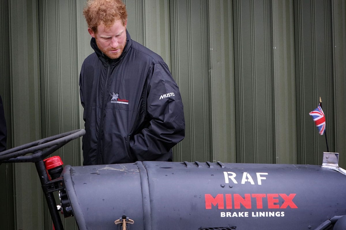 Mintex Battle of Britain promotional image of a tractor and prince Harry.