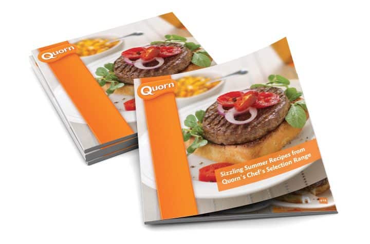 Recipe book design for Quorn, featuring vibrant covers and food photography.