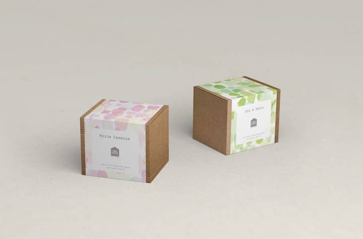 Armstrong Ward packaging design featuring elegant candle containers with minimalistic appeal.