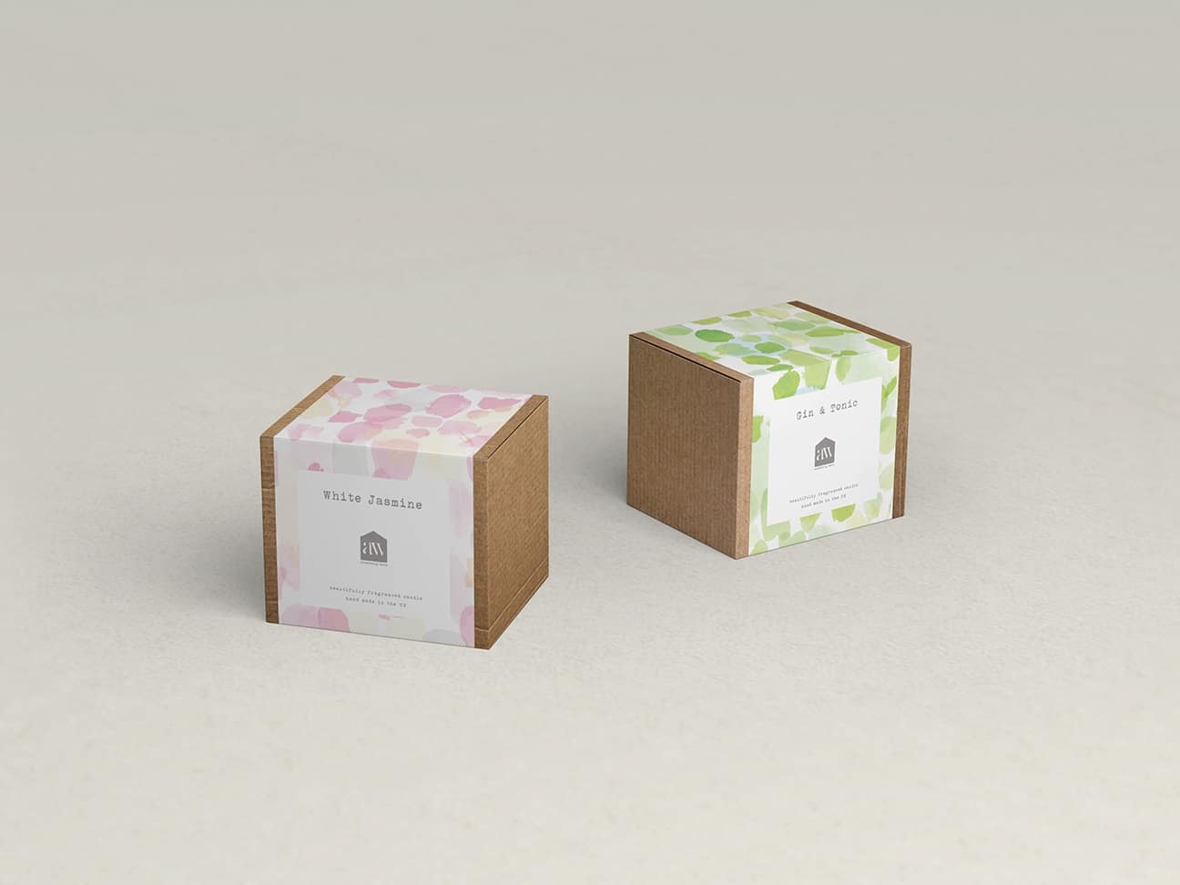 Armstrong Ward packaging design featuring elegant candle containers with minimalistic appeal.