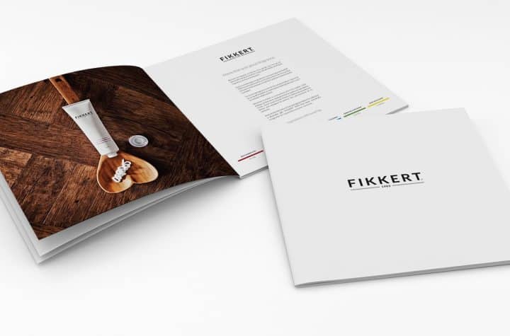 Fikkert 1903 brochure design image showcasing high-quality product photography for brand packaging.