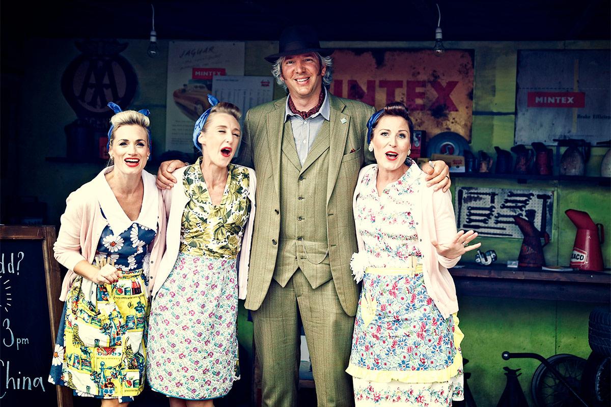 PR campaign for Mintex at Goodwood Revival 2017, featuring four people exclaiming to the camera.