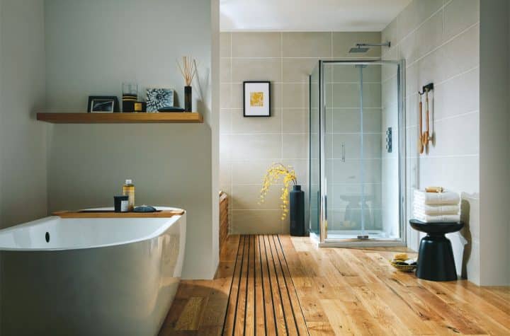 Bathroom set photography for Scudo Bathrooms, highlighting the modern style and quality of the bathroom features.